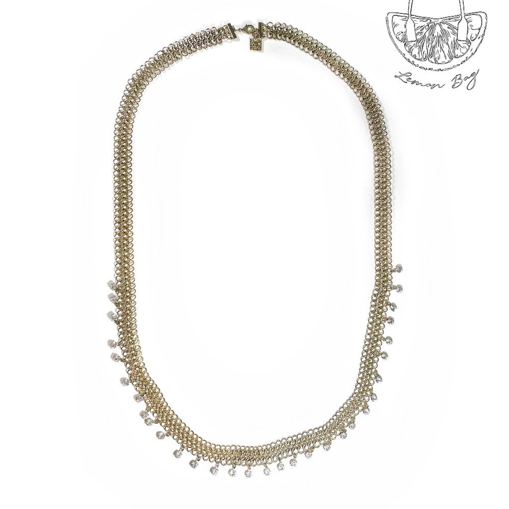 Anne Klein Gold Color Long Chain Rhinestones Necklace